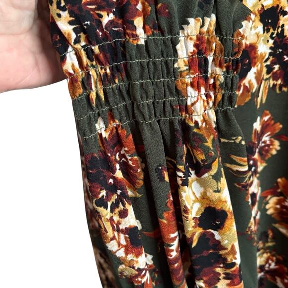 Madison Leigh Woman Size 20W Shift Dress Green Floral Long Sleeve Stretch Fall - Picture 4 of 8